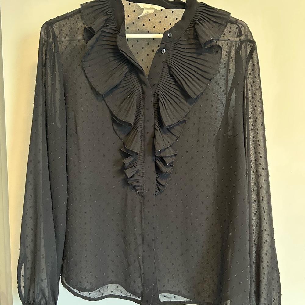 Elegant Black Ruffled Women's Top